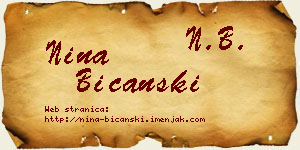 Nina Bičanski vizit kartica